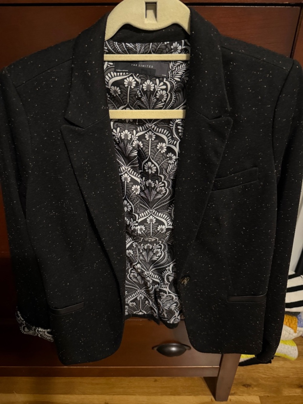 The Limited Black Speckled Sport Coat with Patterned Lining